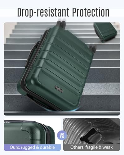 Image of LIGHT FLIGHT Carry On Luggage, 20 inch Carry-On Suitcase, Deep Green