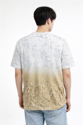 Image of London Hills Men's Cotton Printed Ombre Gradient T-Shirt | Loose Fit Casual Wear | Short Sleeve Crew Neck | Soft Breathable Fabric for Daily & Streetwear Use