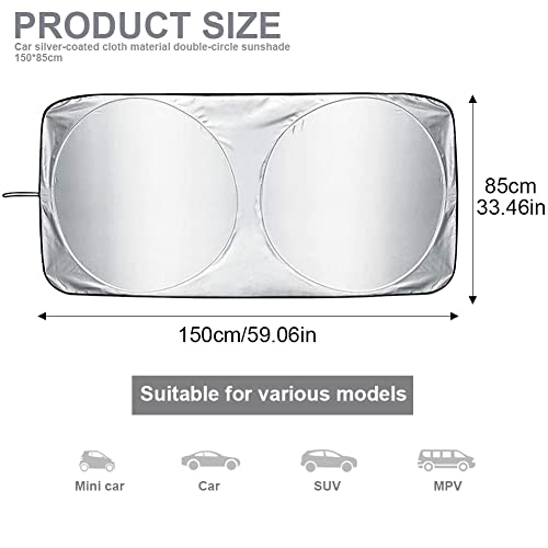 Image of Car Windscreen Sun Shade,Front Windshield Sunshade,Foldable Cover Visor Sunshades,Reflective UV Dust Protector,Automotive Ray Protection Block Parasol,Keep Your Vehicle Cool,Fit Various Sizes,150x85cm