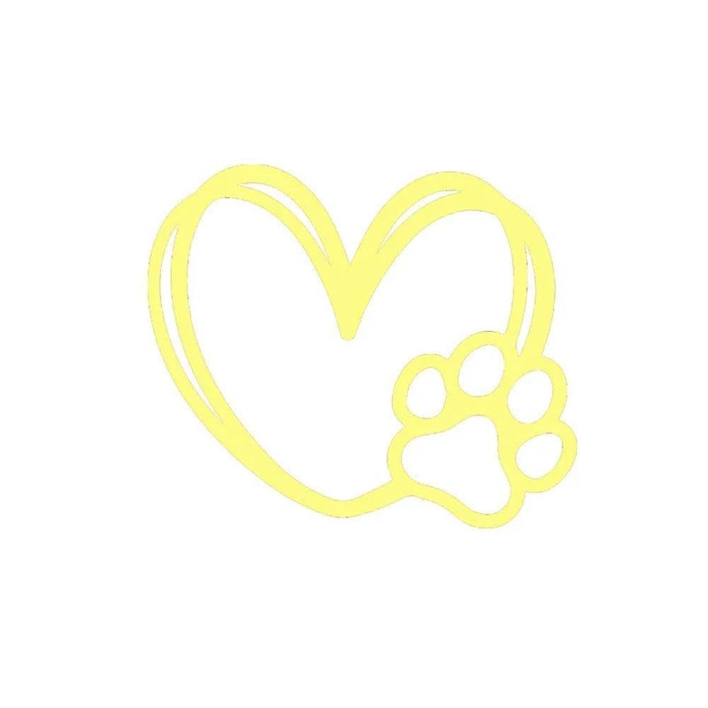 Dog Paw Heart Shaped Car Sticker Car Decal(Yellow)