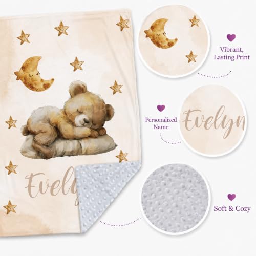 Image of Personalized Baby Blanket for Girls, Custom Nursery Blanket with Name, 30 x 40 Inch Soft Minky Blanket for Baby Toddlers, Newborn Print 01