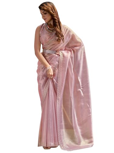 Image of SAREE MALL Women's Pure Chiffon Embellished Saree With Unstitched Blouse(MAHEK853A MK Parent)