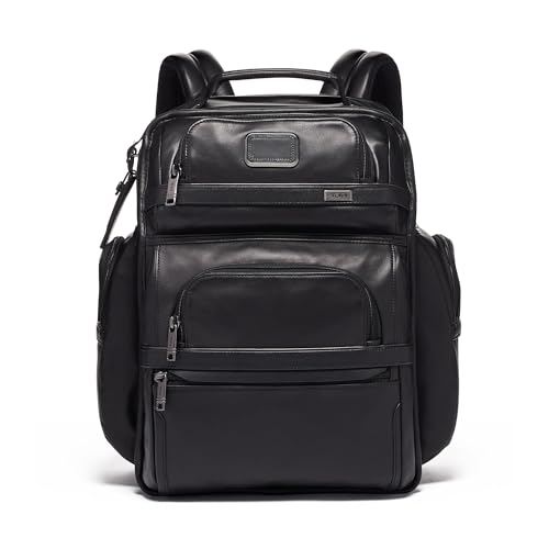 TUMI - Alpha Brief Pack - Men's and Women's Work and Travel Laptop Backpack with Padded Adjustable Strap - Fits Up to 15' Screen - Black Leather