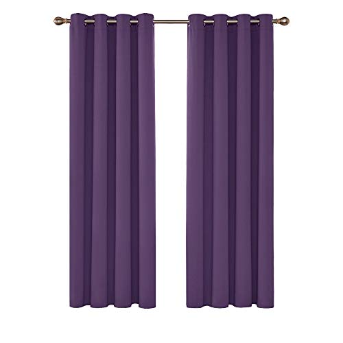 Image of Deconovo Super Soft Thermal Insulated Ring Top Blackout Curtains Bedroom Curtains for Kids 46 x 90 Inch Purple Grape Two Panels