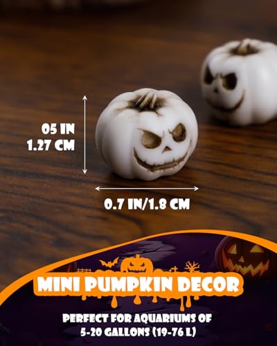 Image of Uniclife 20 Pcs Halloween Mini Pumpkin Decorations, Halloween Fish Tank Decor, Spooky Smiling Face Mini Pumpkins, Jack-O'-Lantern Miniature Vase Fillers, White Resin Artificial Figurines