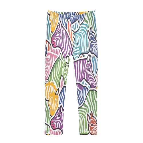 Bolaz Toddler Girls Leggings Printed Yoga Pants Leggings Purple Yellow Green Zebra for Kids