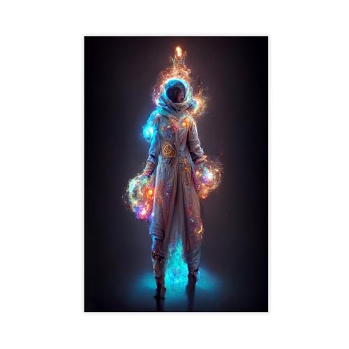Astronaute sorcière poster sur toile surréaliste grand format pour chambre