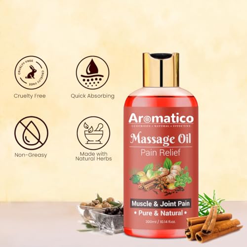 Image of AROMATICO - Pain Relief Massage Oil for Joint & Muscle Pain with Natural power of Ginger, Clove, Turmeric & Sesame Oils. Relaxes the body, relieves the muscles - 300ml