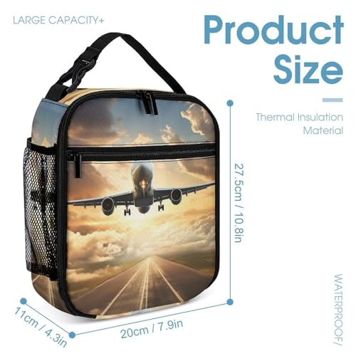 Airplane Backpack Set 3 Piece, Durable Backpack Insulated Lunch Bag Portable Pencil Case for Men Women4