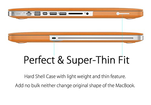 Ueswill 2In1 Smooth Soft Touch Matte Hard Shell Case With Silicone Keyboard Cover Compatible With Macbook Pro 13 Inch With Cd-Rom (Non-Retina) (Model A1278) + Microfibre Cleaning Cloth, Orange #TOP4