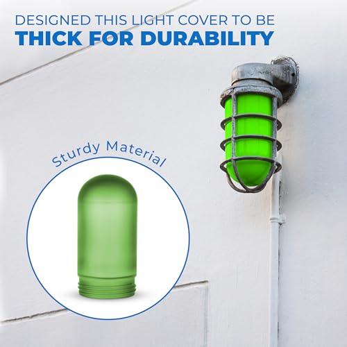 Image of OHLECTRIC Green Replacement Weather Tight Light Fixture - Threaded Bulb Cover - Sturdy Clear Glass Protectant - Frosted Globe Shade - Outdoor Vapor Proof Fixture