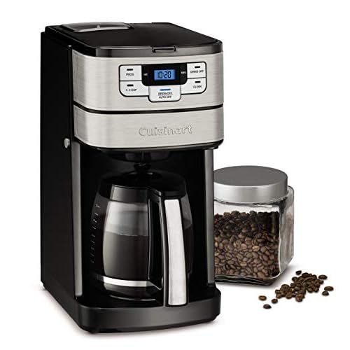 Cuisinart Automatic Grind and Brew 12-Cup Coffeemaker with 1-4 Cup Setting and Auto-Shutoff, Black/Stainless Steel, DGB-400NAS