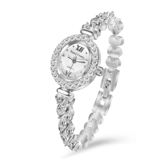 JadeAngel Reloj de pulsera de lujo de plata de ley 925 con circonita para mujer, pulsera