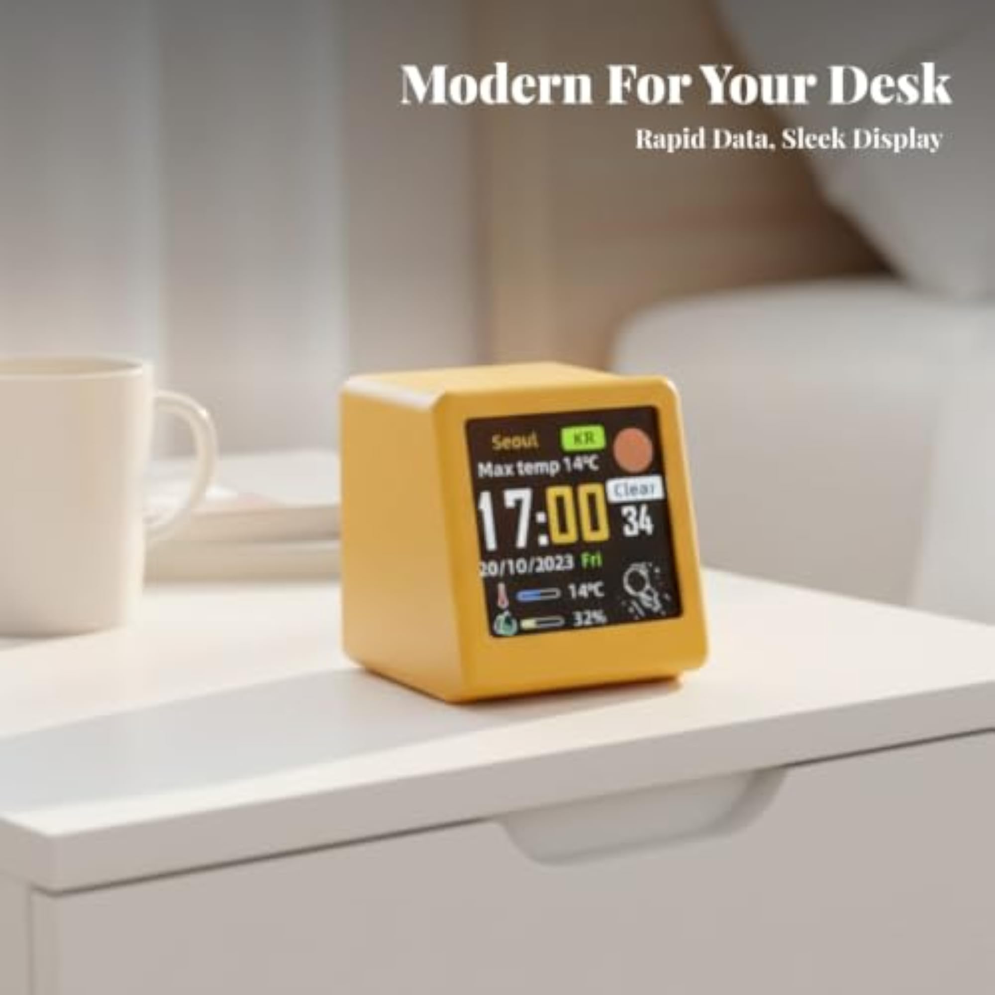 Temperature Weather Clock, USB-Powered Humidity Station