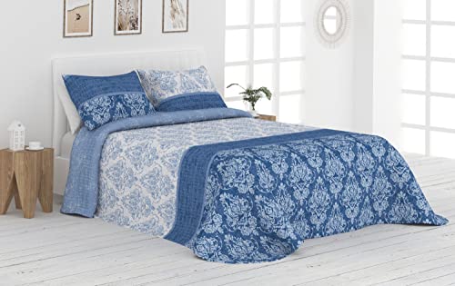 Liniva Home Colcha Bouti Reversible Cosida - Modelo Melanie - Azul, Cama 135 cm