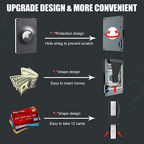 Bingcok Airtag Wallet For Men, Minimalist Aluminum Metal Money Clip Wallet, Rfid Blocking Slim Cash Credit Card Holder Wallet With Airtag Holder, Men Wallet For Airtag. (Light Grey) #TOP2
