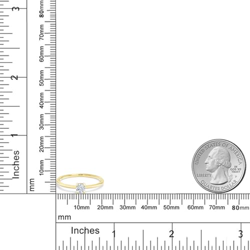 Gem Stone King 10K Yellow Gold 3.5MM Round Gemstone Birthstone Solitaire Engagement Ring | Wedding Anniversary Promise Gold Ring For Women | Available In Size 5, 6, 7, 8, 94