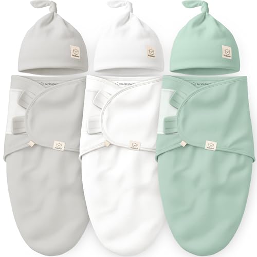 Image of KeaBabies 3-Pack Organic Swaddles for Newborns Girls, Boys with Hats - Soft Cotton Baby Sleep Sacks 0-3 Months, Breathable Baby Hats and Swaddles 0-3 Months, Newborn Essentials Must Haves (Sage)