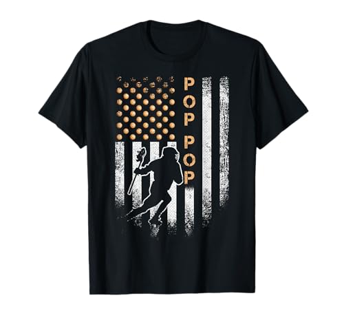 Vintage American Flag Proud Lacrosse Pop Lax Silhouette T-Shirt