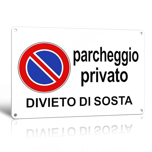 TAKULA Cartello Divieto di Sosta Parcheggio Privato,30 * 20CM Cartello Divieto di Sosta,Il Materiale Riflettente è Visibile Giorno e Notte
