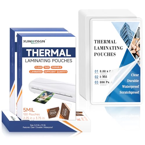 Image of 200 Pack 5mil 2.3x3.7in Thermal Laminating Pouches Badge Laminate Pouches Clear Laminated Luggage Tags Printable Laminator Pouches for Business Permits Cards Hold 2x3.5 in Business Card