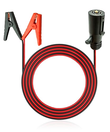 7 Way Trailer Plug to 12v Adapter Fits for RV Truck Trailer Quick Connect, 10AWG 7 Pin Power Access to Alligator Clips Cable-6.5FT