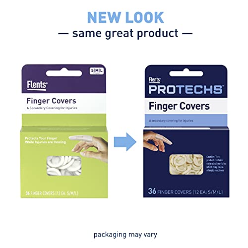 Image of Flents First Aid Finger Cots, Protect Finger During Healing, Cover Cuts & Injuries, Durable & Comfortable Barrier Gloves for Wound Care and Hygiene, Disposable, Latex, 36 Count