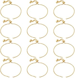 NBEADS 12 Pcs 3 Colors Slider Bracelets, 24cm Slider Adjustable Bracelets Making with Rhinestone Charms Ends Slider Extender Chains for Jewellery Making DIY Findings