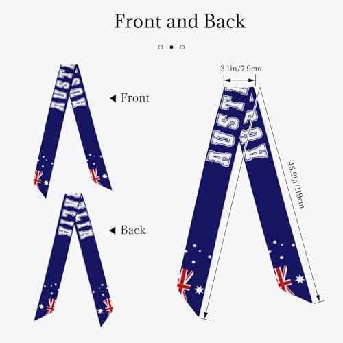 Vintage Australia Australian Flag Text Women's Fashion Neck Scarf Lightweight Silk Head Scarf Double Sided Hairband Headband for Handbag Accessories3