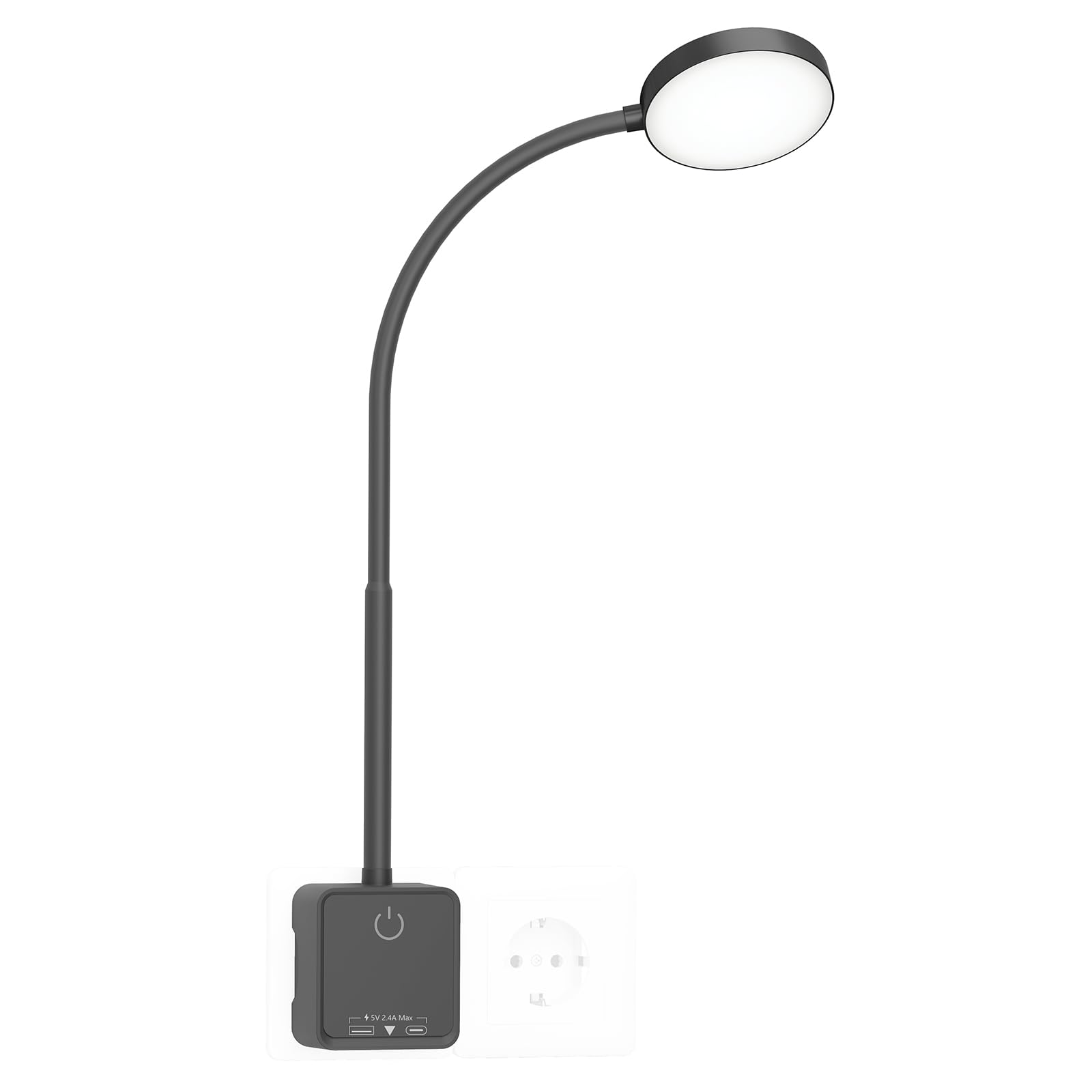  Dimmbar LED Wandleuchte Innen Schwarz für Schlafzimmer und Wohnzimmer
| USB Ladefunktion LED Leselampe Wandmitte Dimmba