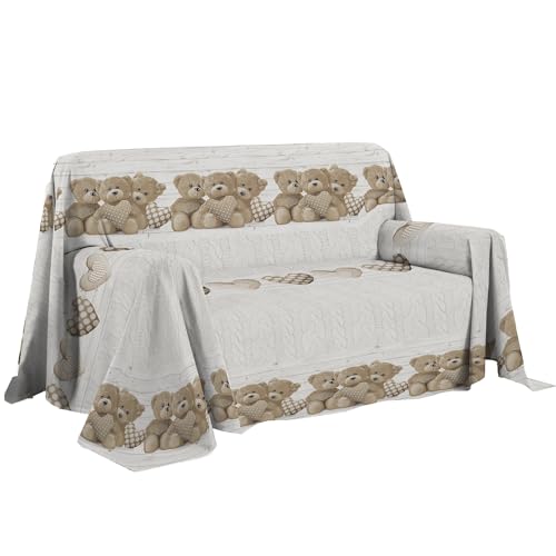 Drap d'ameublement multifonction en coton beige pour canapé deux places - 2