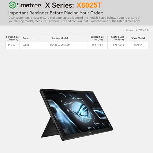 Image of Smatree Hard EVA Protective Sleeve Case Compatible for 13.4 inch ASUS ROG Flow X13 2023, 13 inch ASUS ProArt PX13 HN7306 Copilot+PC Bag (Not Fit with Other 13.4 inch Laptop) (X8025T)