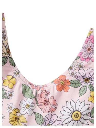 Image of WDIRARA Girl's Floral Print Cut Out V Neck One Piece Swimsuit Swimwear Summer Beach Bathing Suit
