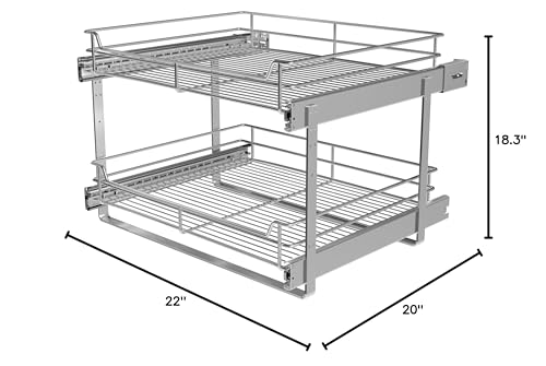 2-Tier-Cabinet-Pull-Out-Shelves-20-W-x-22-D-Chrome-Heavy-Gauge-Wire-Kitchen-Cabinet-Organizer-100-lbs-Capacity-Ball-Bearing-Glides-Min-21-Opening-Pots-Pans-Organizer