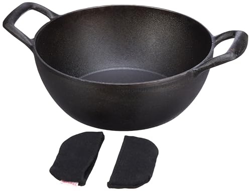 Image of Crystal Pre-Seasoned Cast Iron Kadai 250 Mm | Free Handle Cover | 100% Toxin Free | Naturally Non Stick | Long Lasting | Induction & Gas Stove Compatible