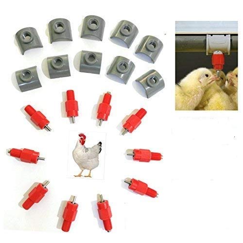 Ararat® All Direction Automatic Poultry Chicken Water Nipple Drinker with Leakproof Saddles (Pack of 25)