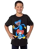 Mad Engine Poppy Playtime Camiseta com estampa de personagem Poppy and Wuggy, Preto, GG