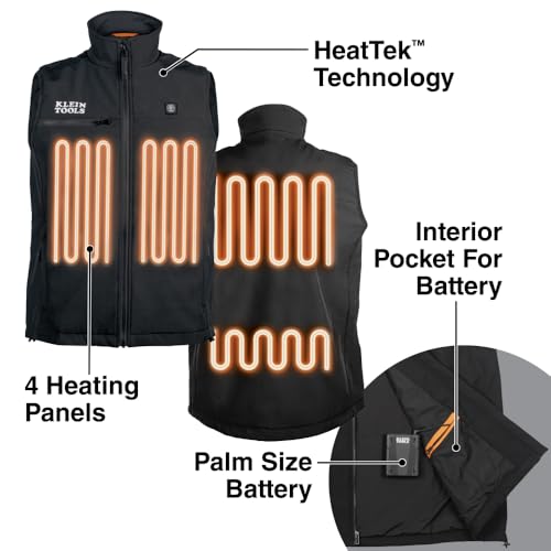 Image of Klein Tools Lightweight Heated Vest with Battery Pack Included, for Outdoors and Jobsite