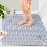 Yolife Extra Large TPE Shower Mat, 120X80 CM Anti Slip Bath Mat with Drain Holes and Suction Cups, Large Size Mat More Suitable for Shower Stall, No Odor, Heavy Mat