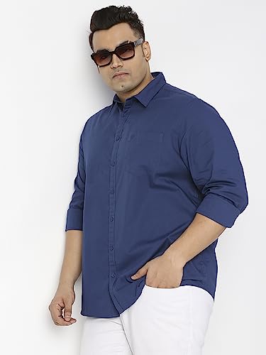 Image of Thomas Scott Men's Plus Size Cotton Casual Shirt | Regular Fit | Long Sleeves | Spread Collar | Solid | Soft & Breathable | Everyday Comfort Shirt for Men