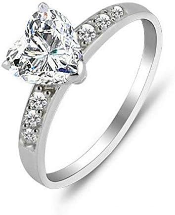 Jeulia Women's Wedding Rings Sterling Silver Crown Design Classic Heart Cut Ring, Anniversary Promise Engagement Ring Crystal Halo Bridal Ring Set With Gift Jewelry Box