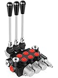 GYZJ Hydraulic Flow Control Valve 3 Spool 11 GPM G Ports Adjustable Relief Lever Handle Double Acting Parallel Center Tractor Loader W/Joystick Small Tractors/Tanks Loaders Log Splitters 3600 PSI