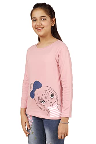 Image of KYDA KIDS 100% Cotton Girls Full Sleeve Printed T-Shirt,Regular fit Round Neck Tops