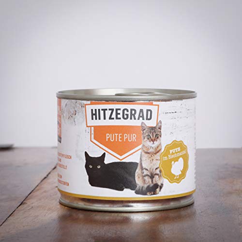 Hitzegrad® Pute Pur 200 g Sparpaket 6 Dosen - Nassfutter für Katzen mit hohem Fleischanteil und in Premiumqualität Cover