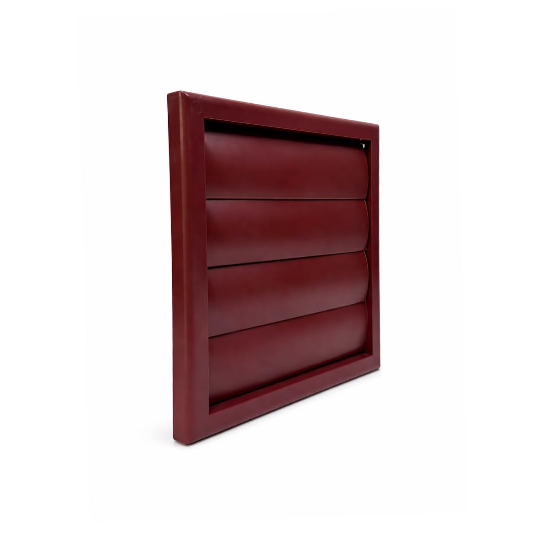 Fantronix Cottage Red Gravity Shutter Wall Vent Grille – 125 Mm (5”) Rear Spigot, 185 X 185 Mm External Size With Non-Return Shutter For Ventilation & Heat Recovery