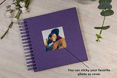 image for YX-1 8 x 8 Inch DIY Scrapbook Photo Album Hardcover Kraft Blank Purple