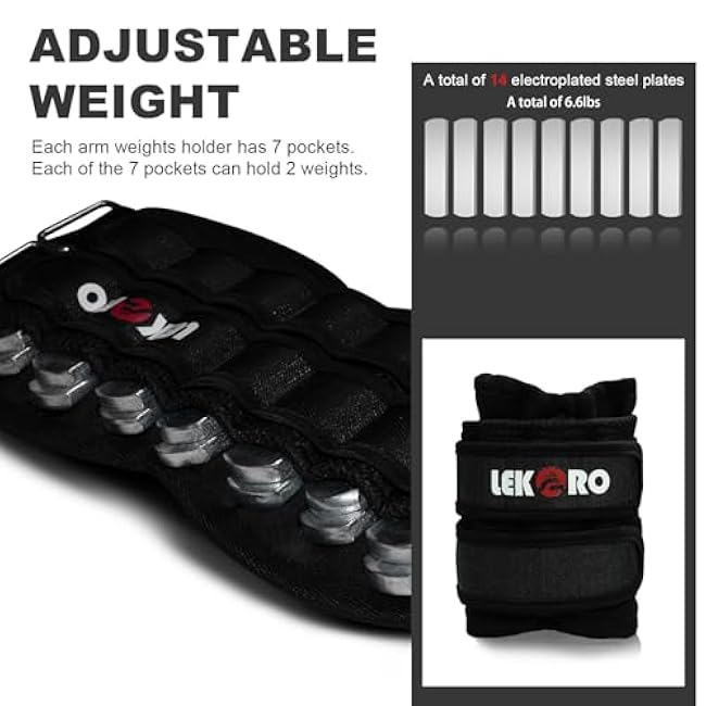 Adjustable Wrist Ankle Weights, Removable Arm & Leg Weight for Men & Women, Fitness, Strength Training, Running, Walking, Jogging, 1 Pair 2 Pack