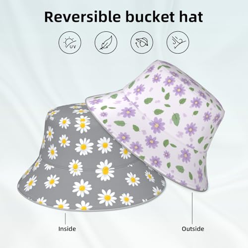 Image of Bucket Hat Double-Side-Wear Reversible Sun Hat Beach Travel Hiking for Women Men