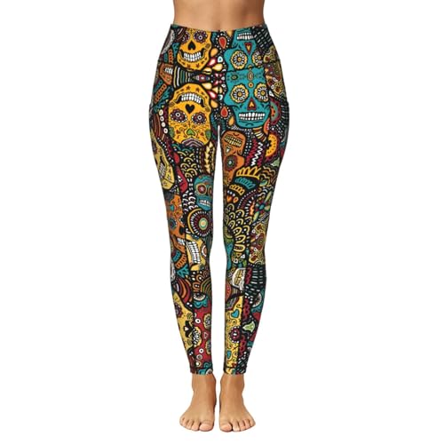 Leggings de compresión con estampado de calaveras de azúcar ZXERTG 2