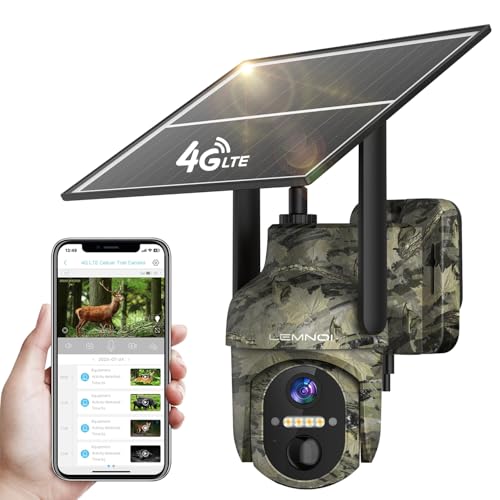 LEMNOI Fotocamera da caccia, 4G Fototrappola Solare con Scheda SIM